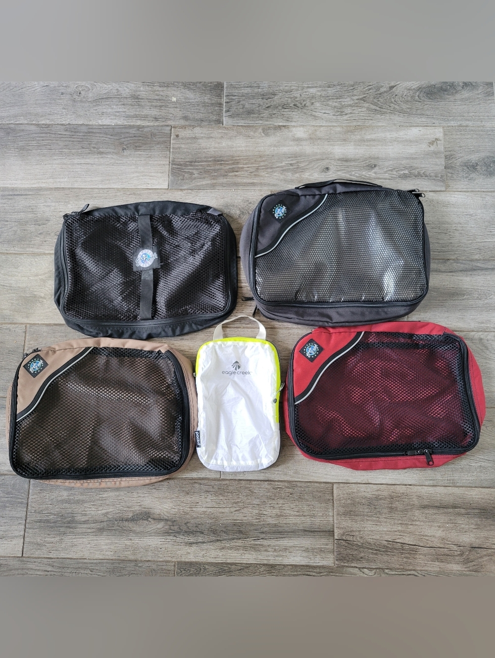 Eagle Creek Gear Mesh Packing Cubes Set Of 5 Red Black Travel Pack-It System